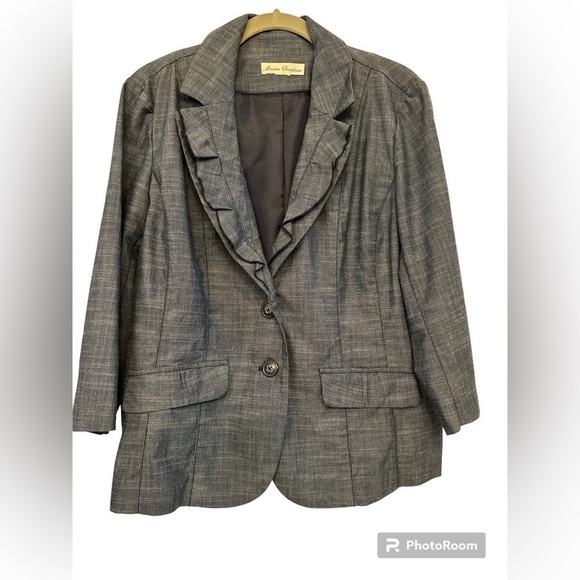 Marisa Christina blazer denim chambray peplum ruffle - Picture 1 of 8